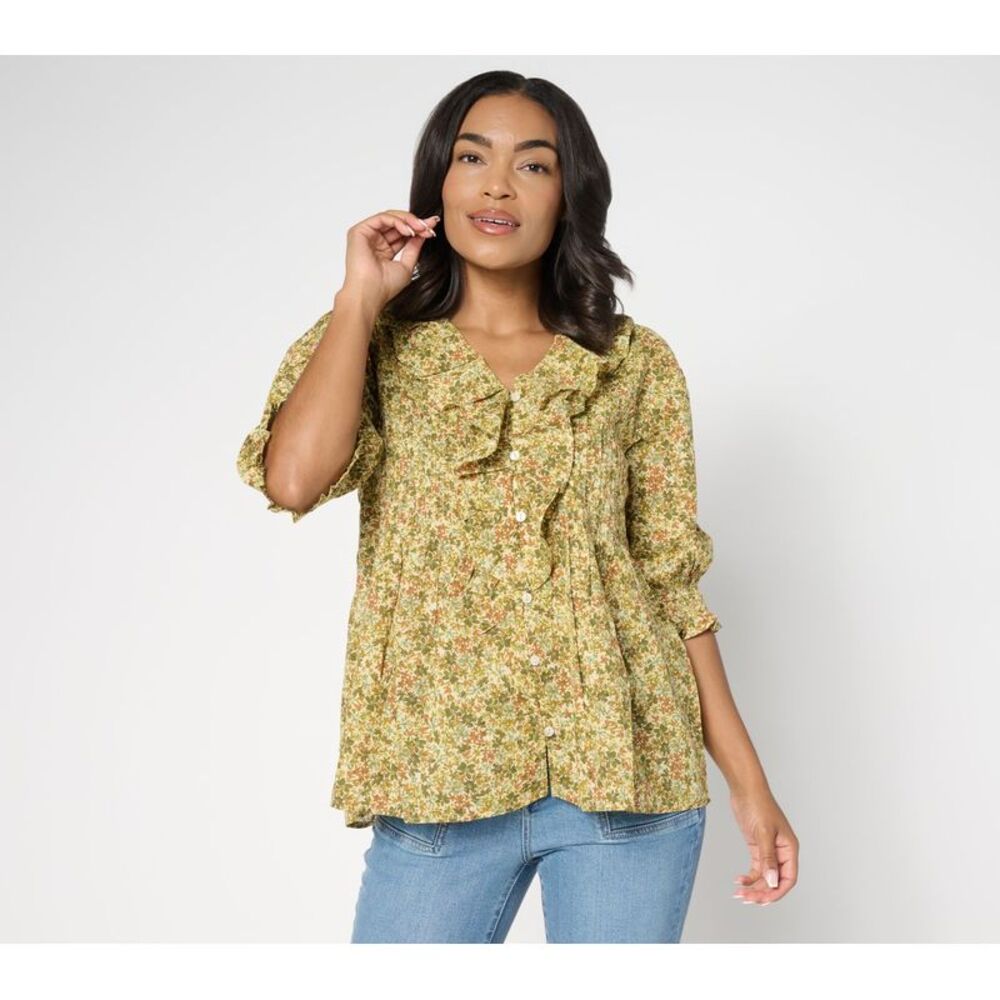 Ree by The Pioneer Woman Women's Top Sz XL Pier Printed Multi-colored